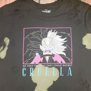 Cruella DeVille shirt bleached distressed